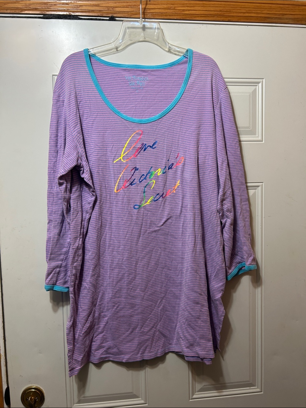 Victoria's Secret Lavender & Turquoise Scoop Neck Nightshirt L